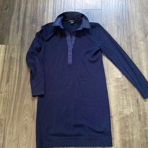 Club Monaco merino wool dress with satin collar and placket